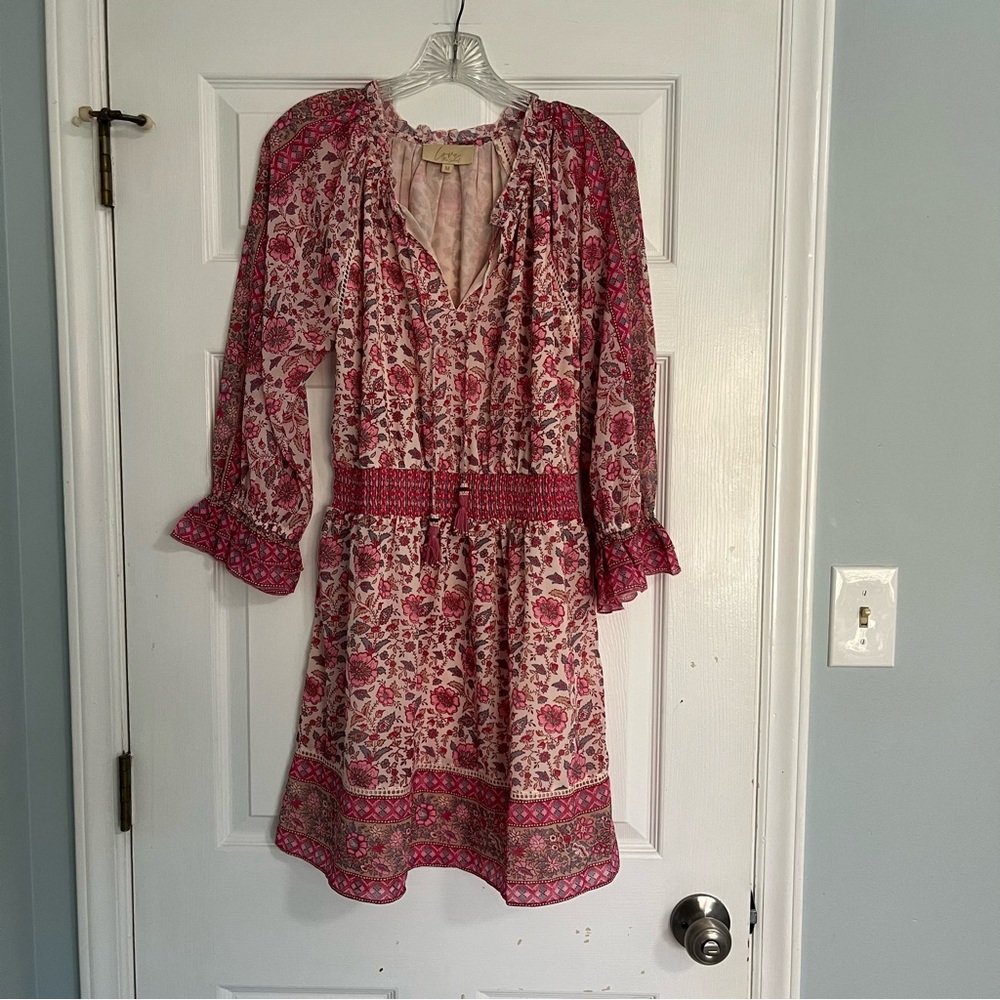 love the label Anthropologie Floral Pink Dress